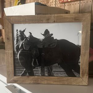 11 x 14 photography Rustic Brown Wooden Picture Frame with Western Horse Print